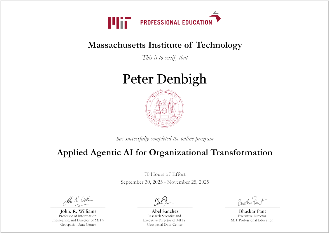 MIT Professional Certificate in Applied Agentic AI for Organizational Transformation